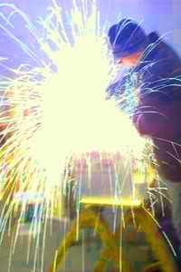 cutting a computer case with angle grinder circa 2002